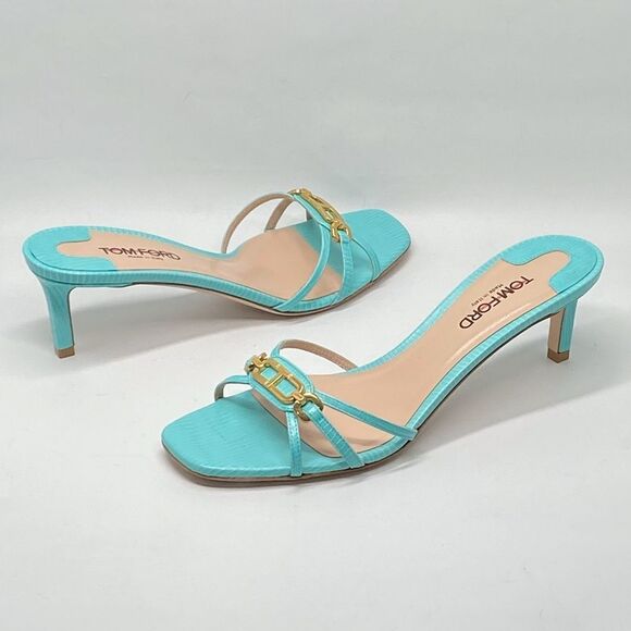 Tom Ford Whitney Laminated Lizard-Print 55MM Strappy Leather Sandals size 38.5 - Picture 12 of 15